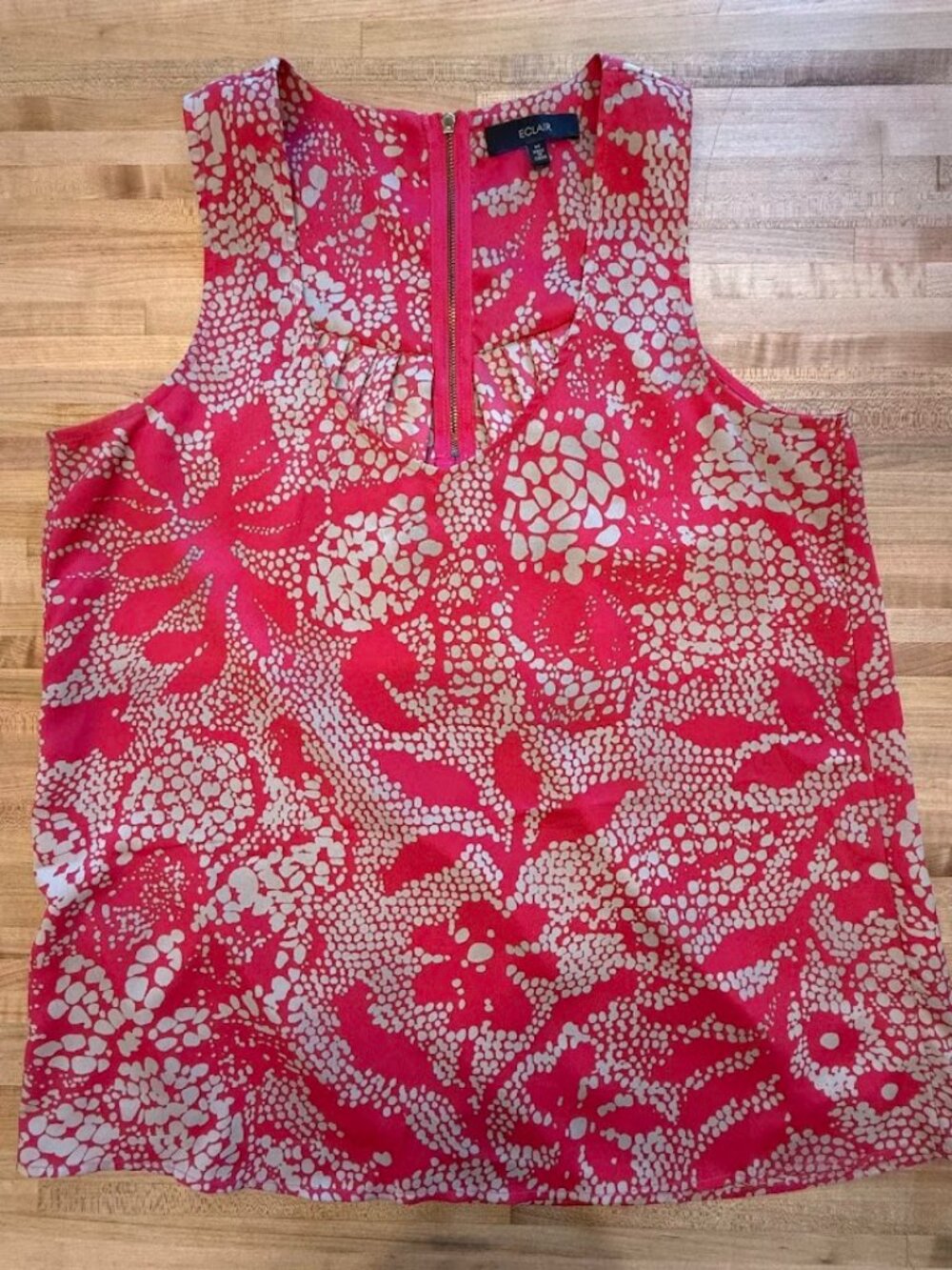 Eclair Pink Grey Abstract Print Sleeveless Blouse
